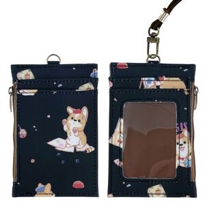 Waterproof Corgi Artist ID Badge Card Holder Coin Purse W/ Stretchy Lanyard